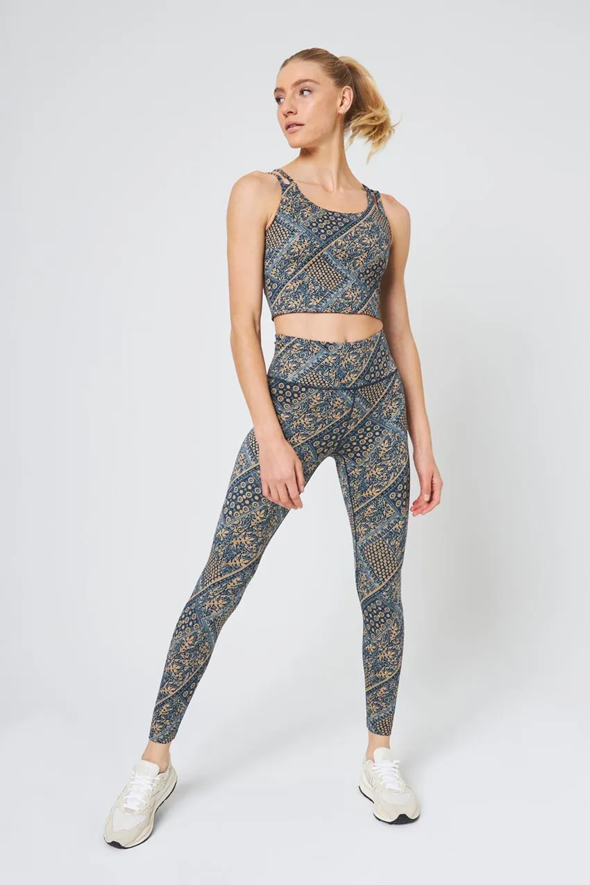 Explore High-Waisted Legging 25" - Navy/Gold Patchwork Print sold by MPG product image thumbnail 3