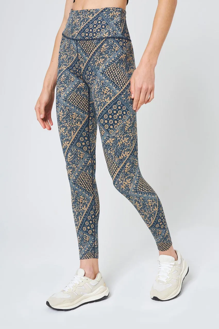 Explore High-Waisted Legging 25" - Navy/Gold Patchwork Print sold by MPG product image thumbnail 2