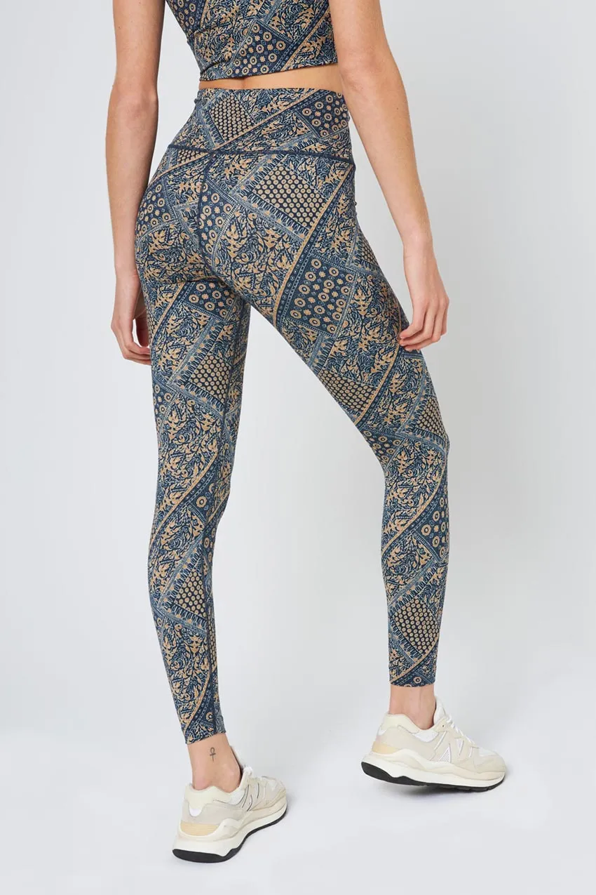 Explore High-Waisted Legging 25" - Navy/Gold Patchwork Print sold by MPG product image thumbnail 4