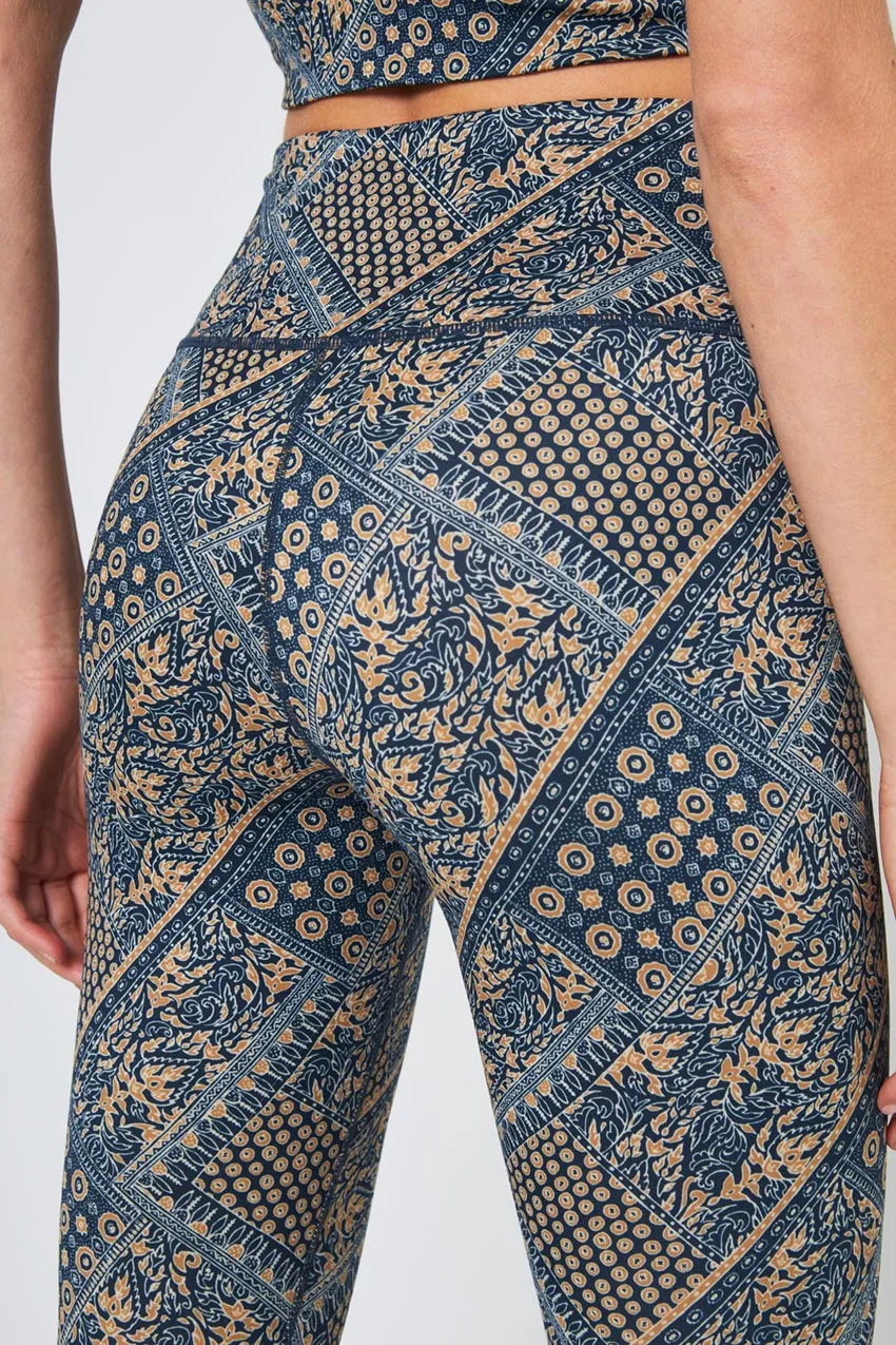 Explore High-Waisted Legging 25" - Navy/Gold Patchwork Print sold by MPG product image thumbnail 5
