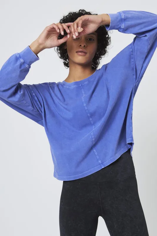 Calm Oversized Boxy Long Sleeve Top - Distressed Cobalt sold by MPG