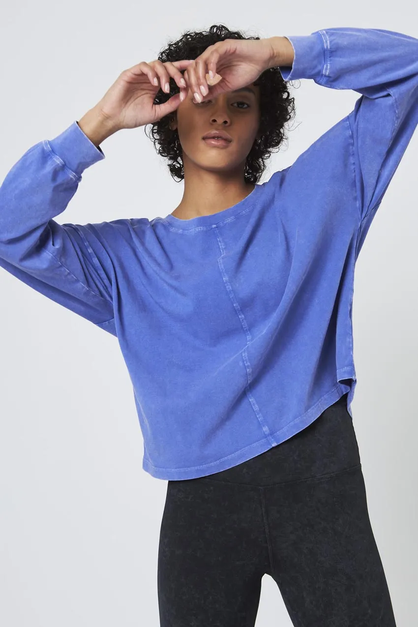 Calm Oversized Boxy Long Sleeve Top - Distressed Cobalt sold by MPG