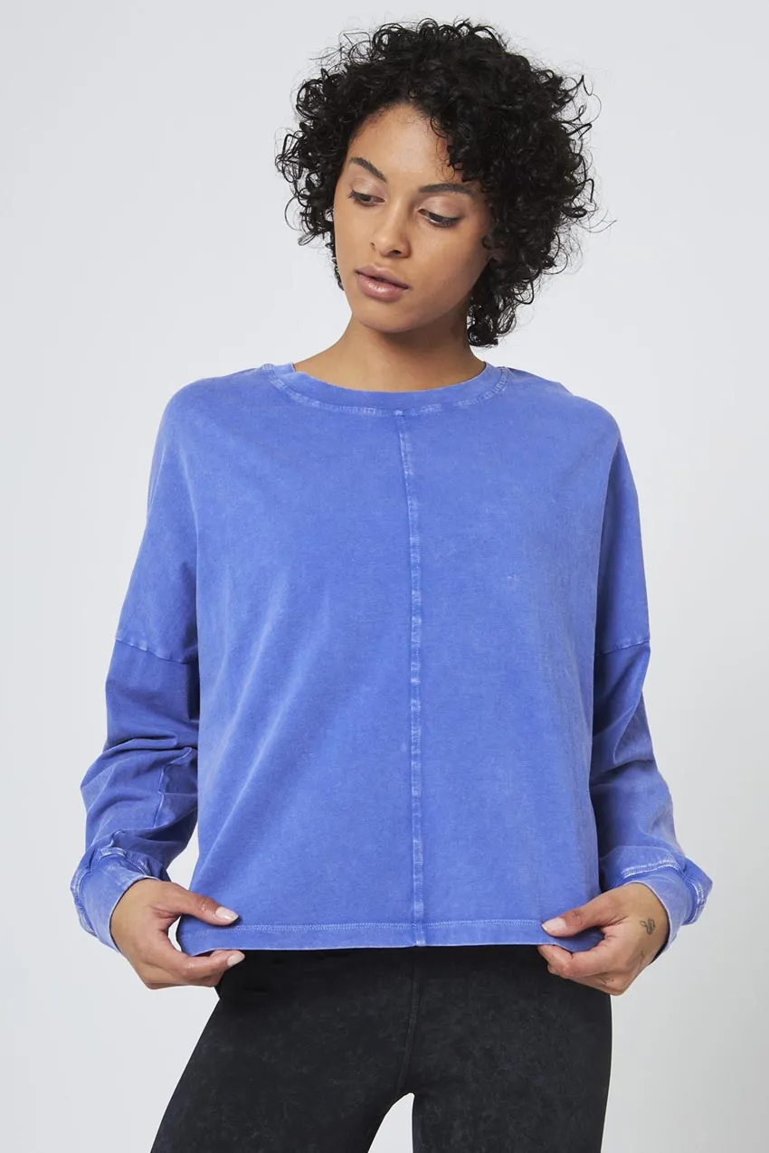 Calm Oversized Boxy Long Sleeve Top - Distressed Cobalt sold by MPG product image thumbnail 2