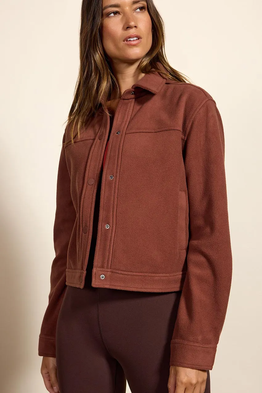 Elevate Cropped Shirt Jacket with Welt Pockets sold by MPG