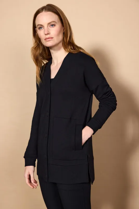 Serenity TENCEL™ Modal Split Hem Cardigan - Black sold by MPG