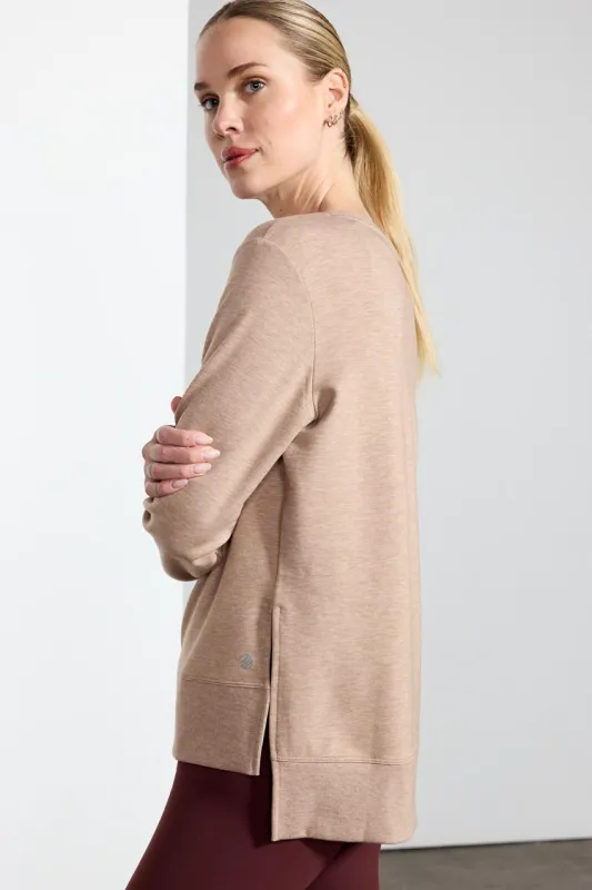 Recoup Serene TENCEL™ Modal Long Sleeve Cover-Up - Heather Mocha sold by MPG