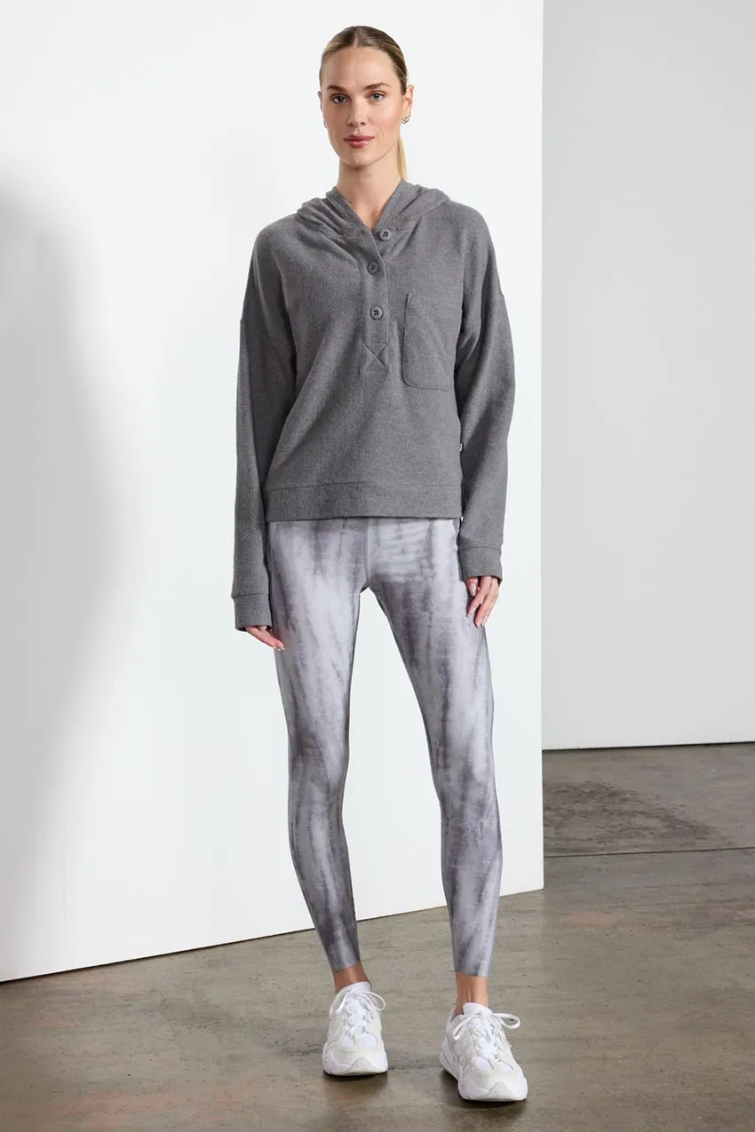 Tranquil Cropped Placket Hoodie - Dark Htr Concrete sold by MPG product image thumbnail 2