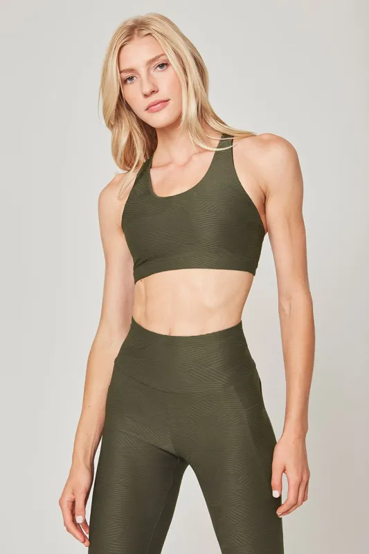 Tangent Strappy Medium Support Bra - Moss Geo sold by MPG