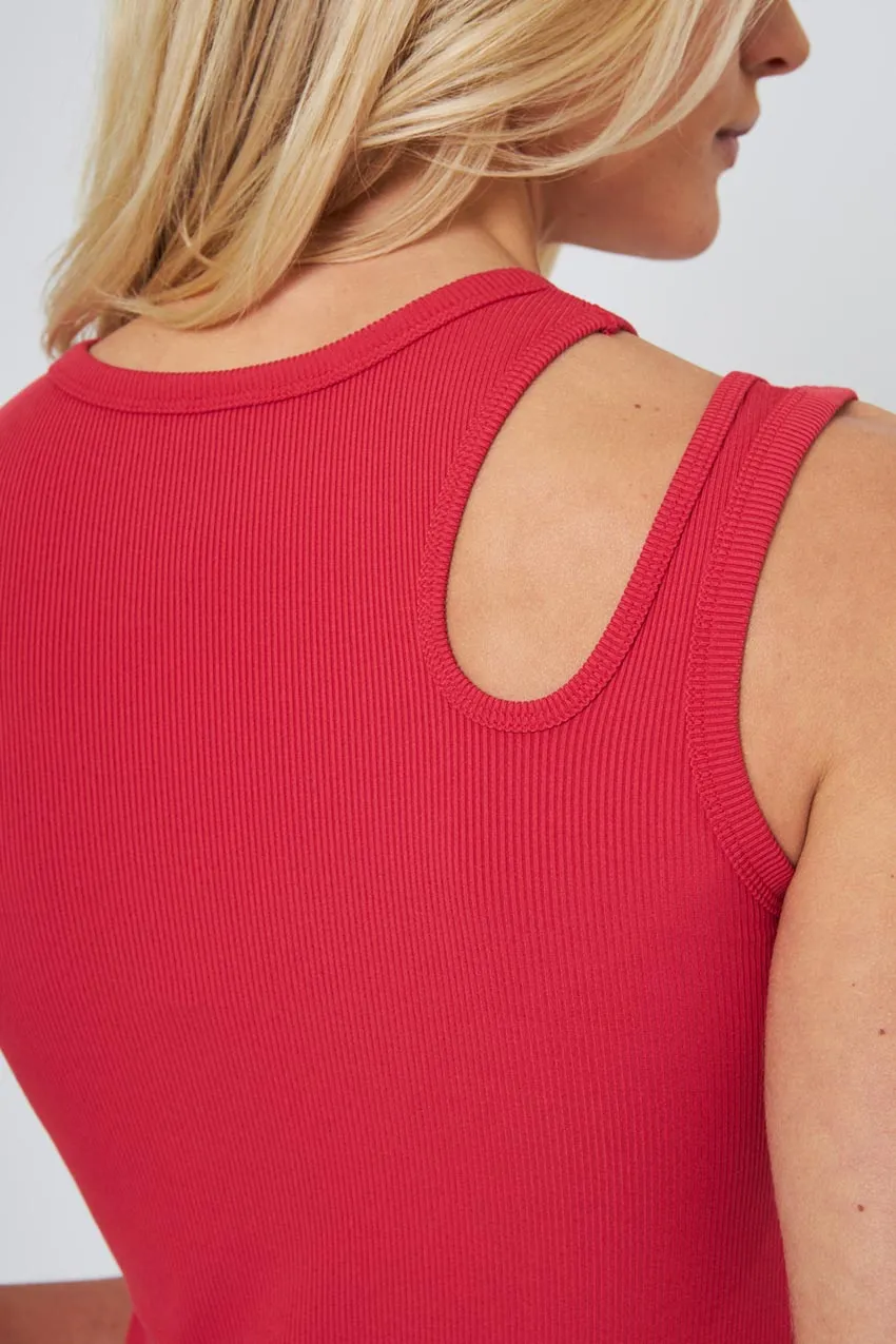 Poise Asymmetric Cut-Out Ribbed Tank Top - Cardinal sold by MPG product image thumbnail 4