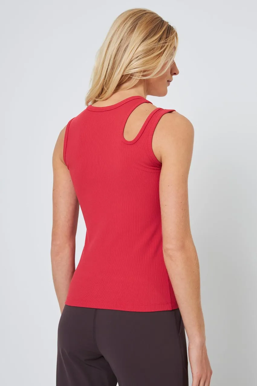 Poise Asymmetric Cut-Out Ribbed Tank Top - Cardinal sold by MPG product image thumbnail 3