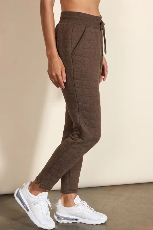 Aspire Quilted Slim Pant with Pockets 27" - Htr Chocolate Brown sold by MPG