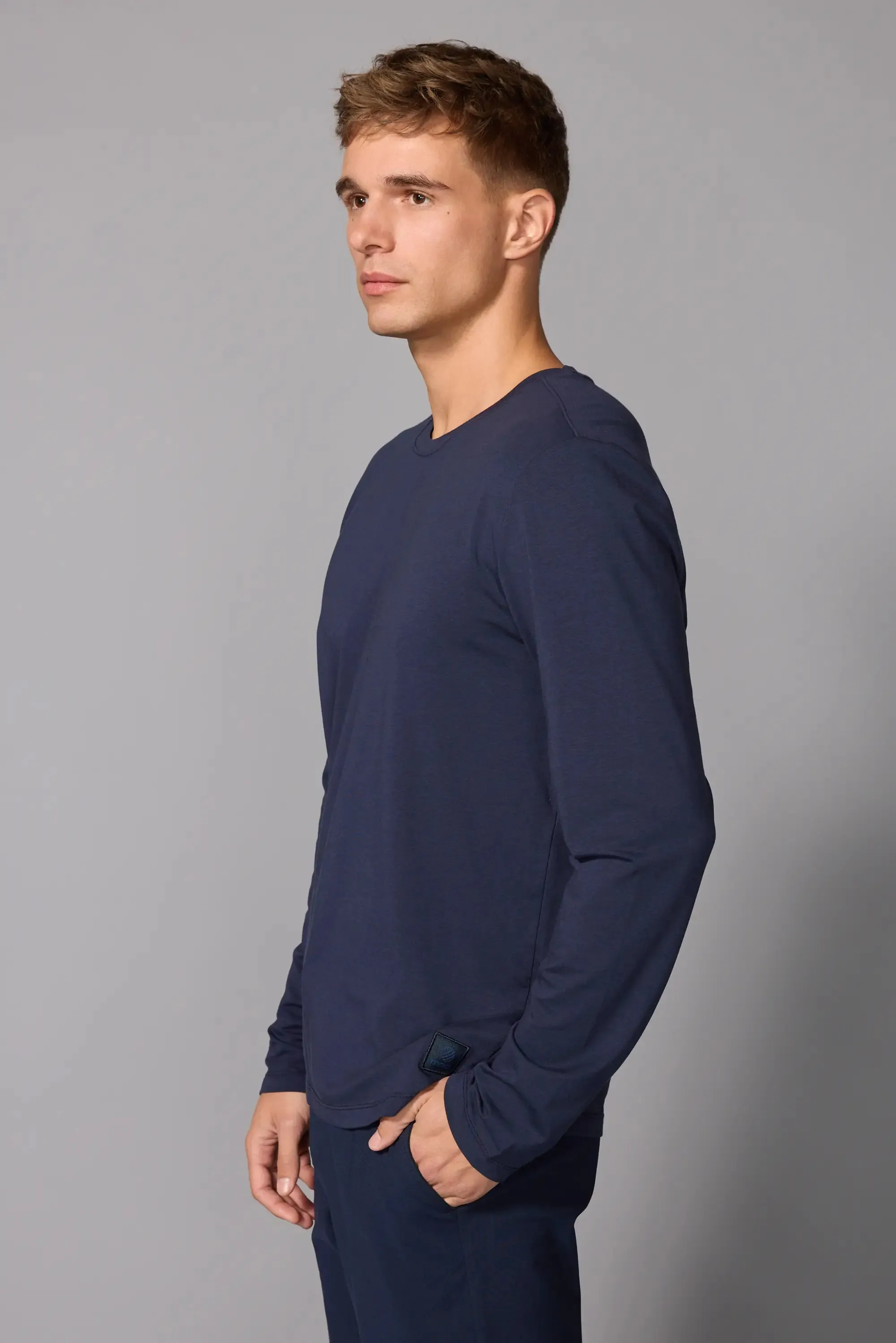Pima Cotton Long Sleeve Tee - Navy Blazer sold by MPG product image thumbnail 5