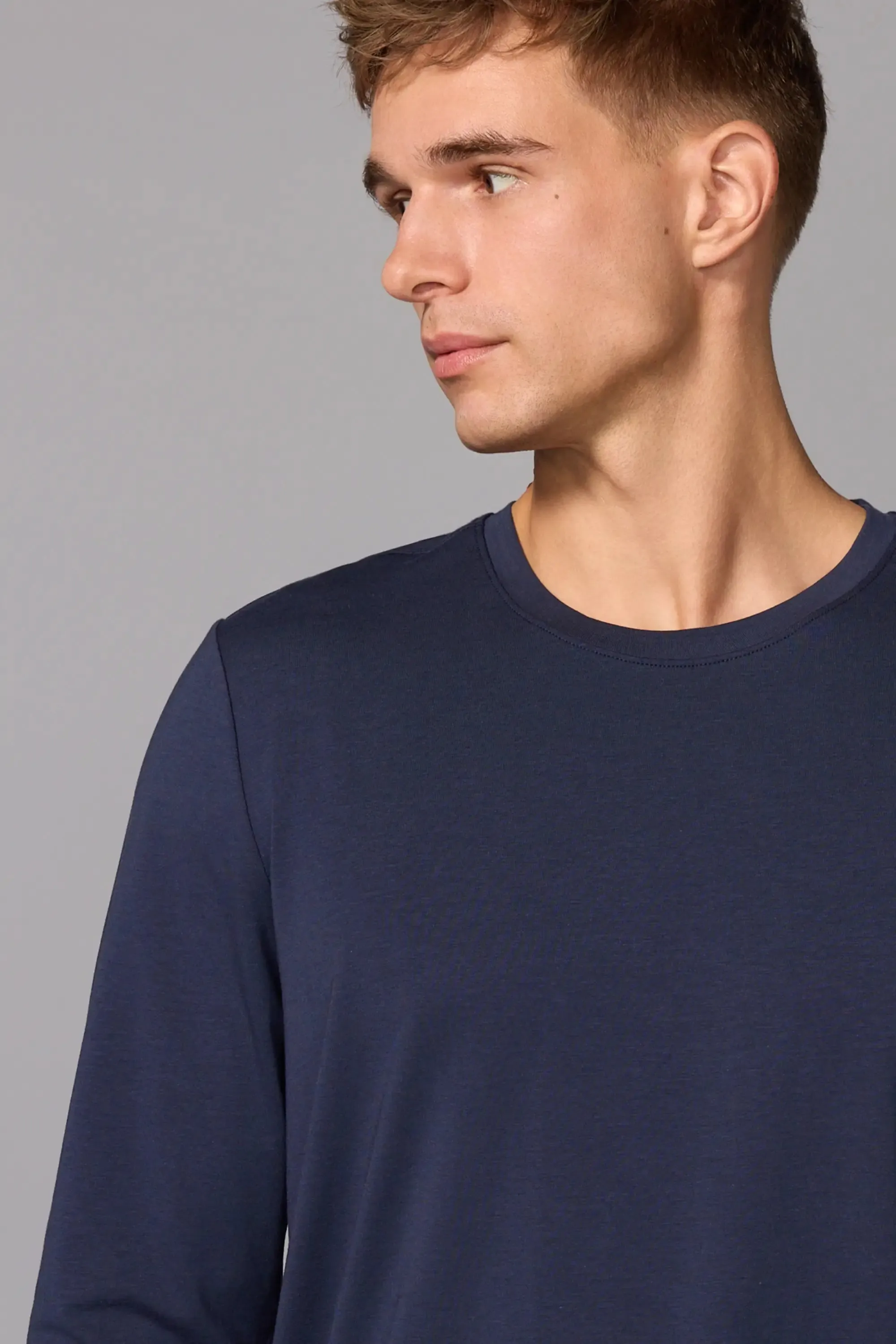 Pima Cotton Long Sleeve Tee - Navy Blazer sold by MPG product image thumbnail 4