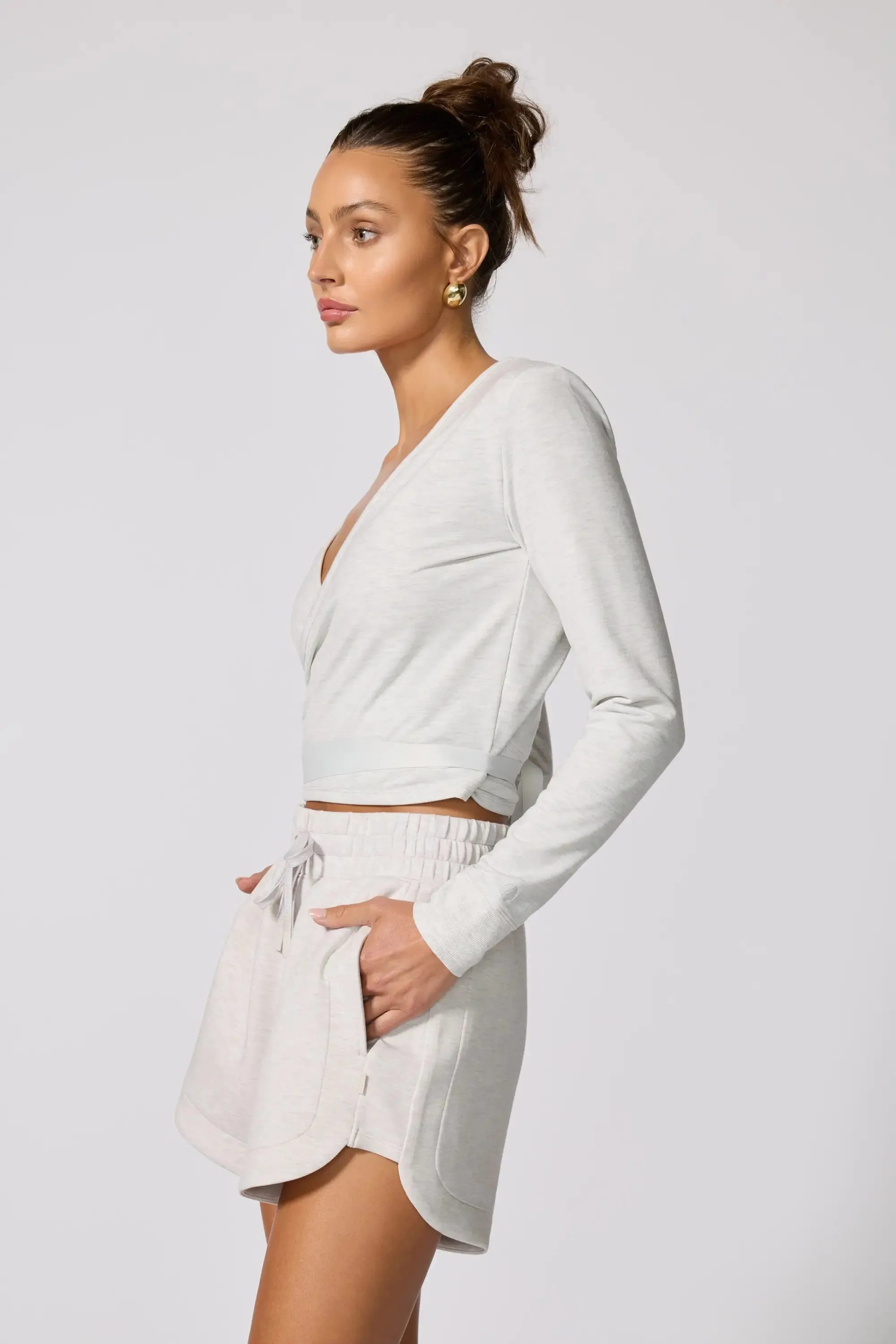 Cozy Fleece Ballet Wrap Sweatshirt - Htr Moonbeam sold by MPG product image thumbnail 5