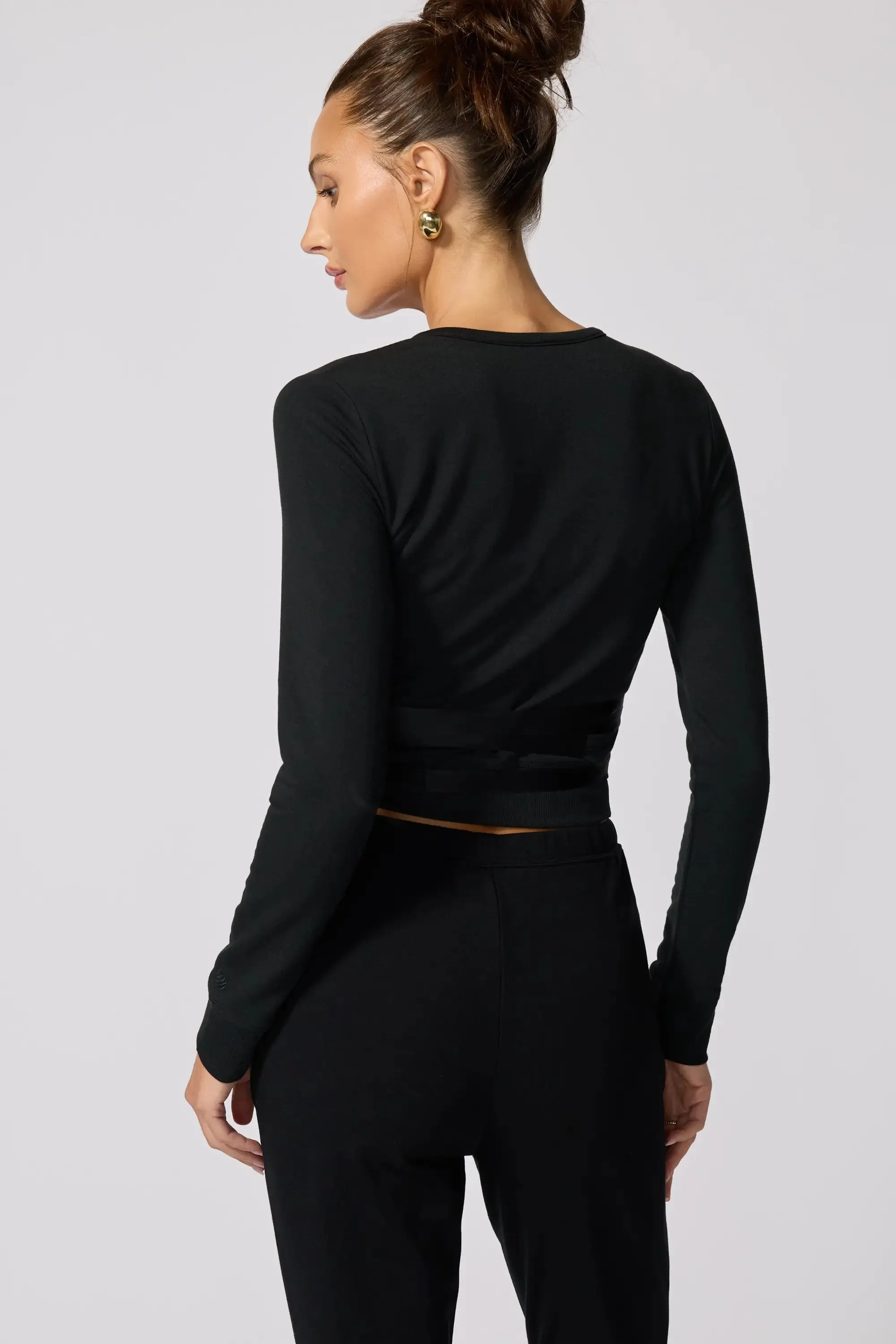 Cozy Fleece Ballet Wrap Sweatshirt - Black sold by MPG product image thumbnail 3