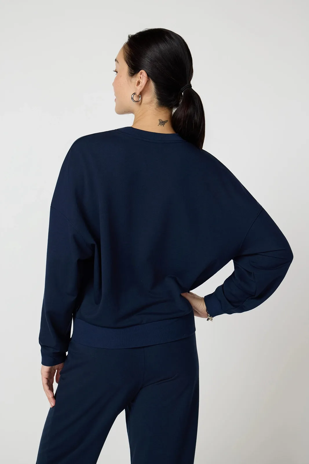Cozy Fleece Boyfriend Sweatshirt - Navy Blazer sold by MPG product image thumbnail 3
