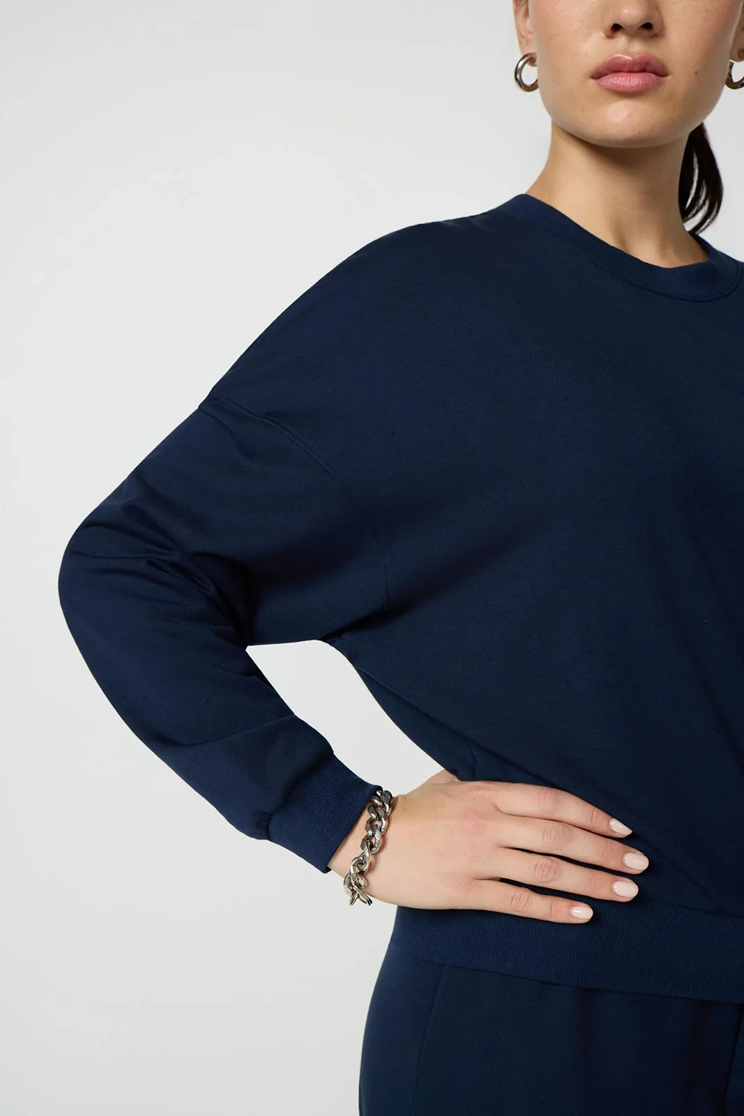Cozy Fleece Boyfriend Sweatshirt - Navy Blazer sold by MPG product image thumbnail 4