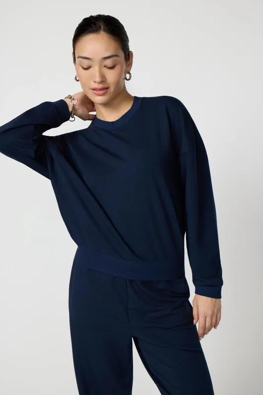 Cozy Fleece Boyfriend Sweatshirt - Navy Blazer sold by MPG