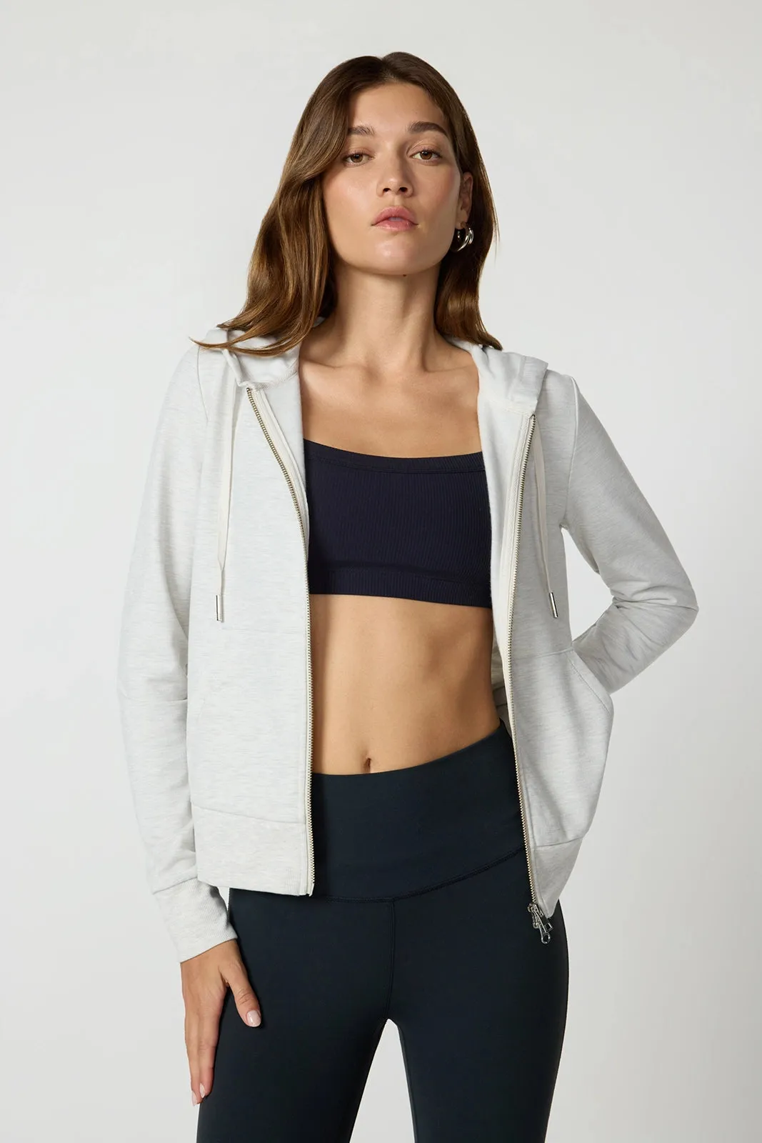 Cozy Fleece Full Zip Slim Hoodie - Htr Moonbeam sold by MPG product image thumbnail 3
