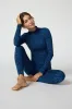 Printed Mock Neck Long Sleeve Top - Navy Blazer Leopard sold by MPG