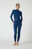 Printed Mock Neck Long Sleeve Top - Navy Blazer Leopard sold by MPG