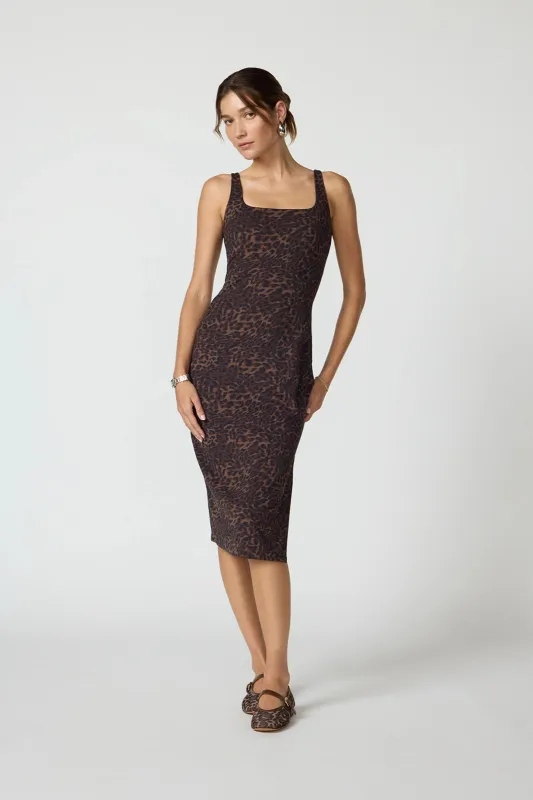 Printed Slit Dress - Caribou Leopard sold by MPG