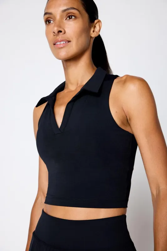 Vital Polo Collar Longline Bra - Black sold by MPG