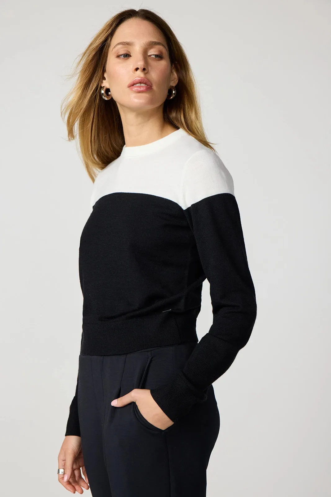 Merino Crew Neck - Brilliant White/Black sold by MPG product image thumbnail 2