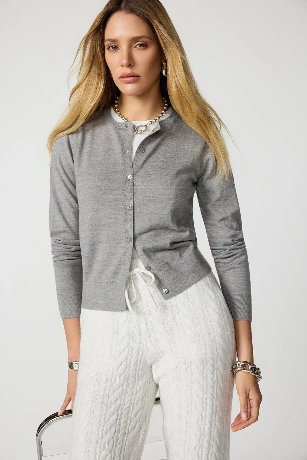 Merino Cardigan - Htr Steel Grey sold by MPG