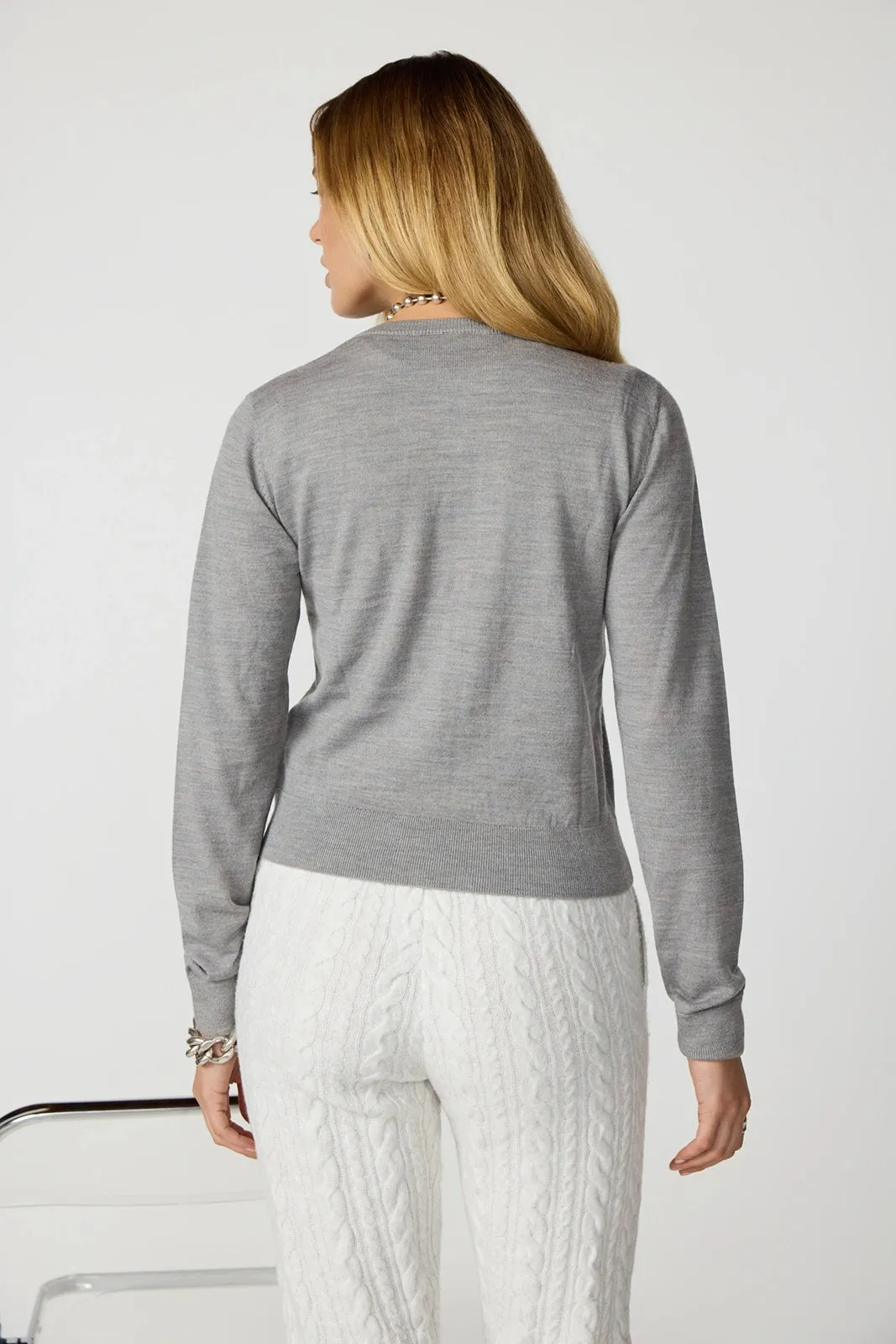 Merino Cardigan - Htr Steel Grey sold by MPG product image thumbnail 3