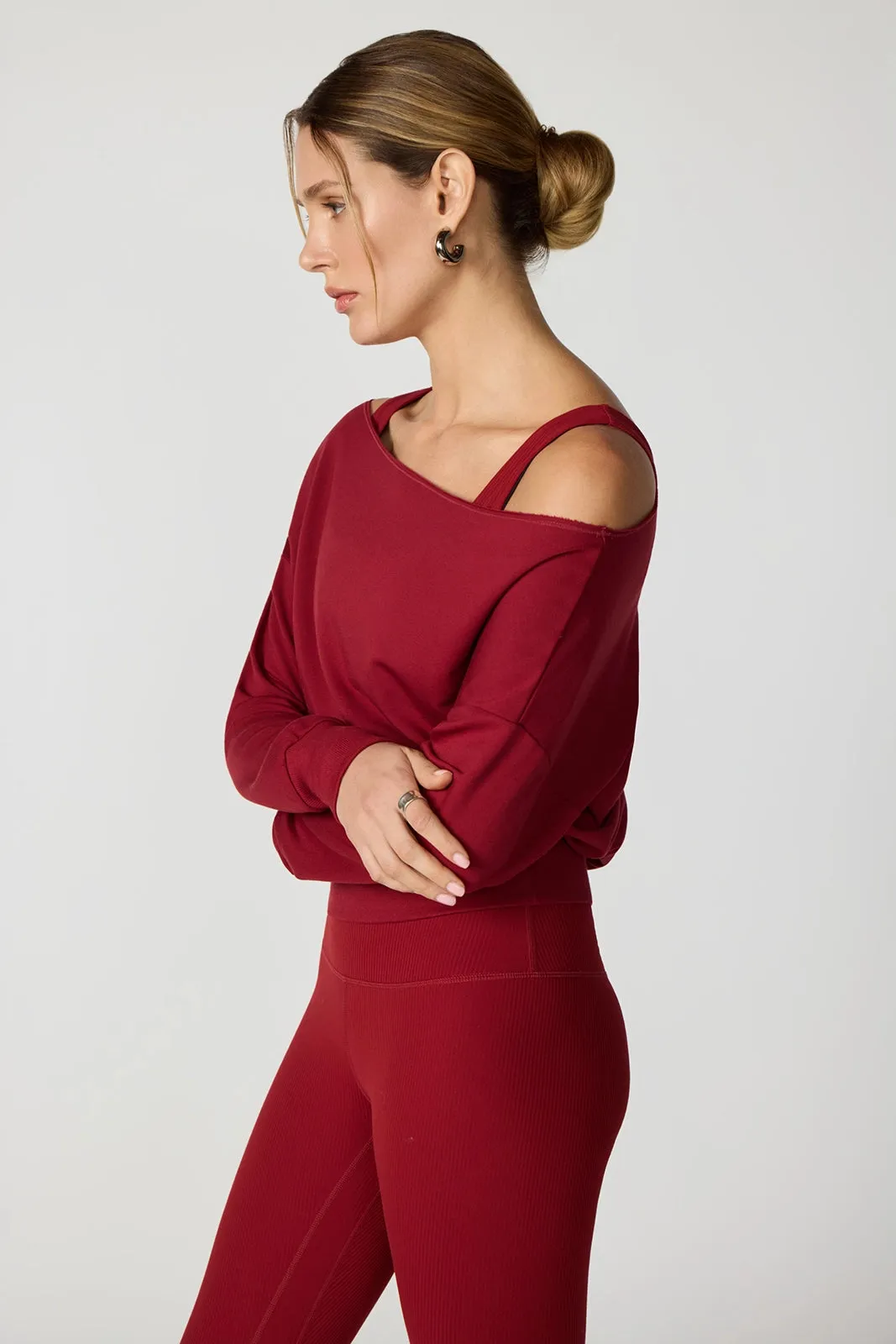 Cozy Fleece Flashdance Sweatshirt - Merlot sold by MPG product image thumbnail 5