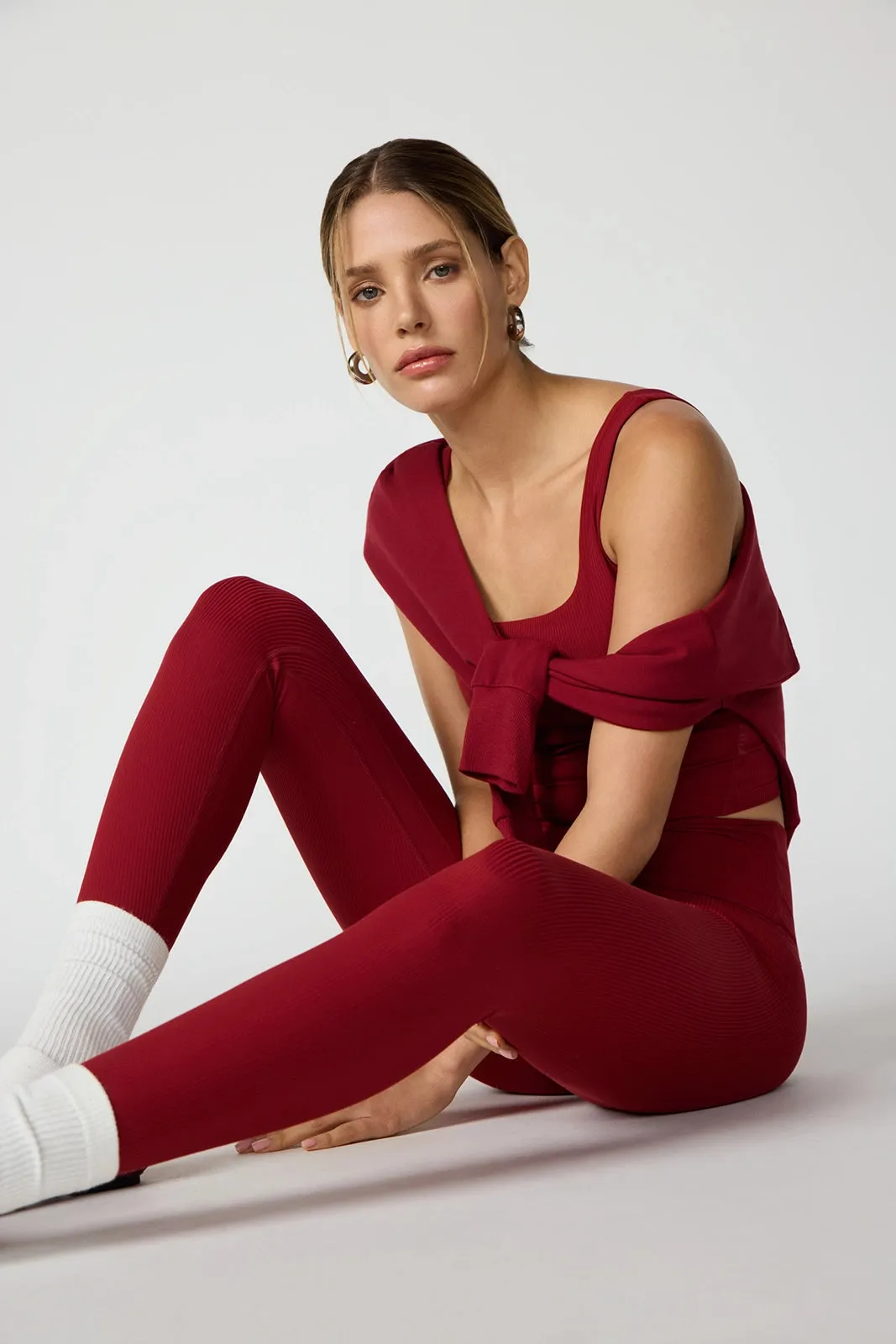 Ribbed Crop Tank with Support - Merlot sold by MPG product image thumbnail 4