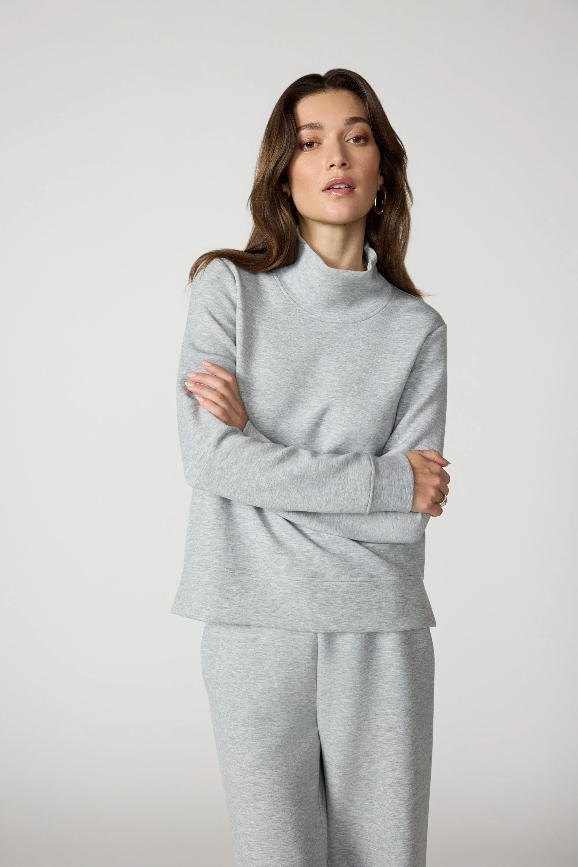 Dreamweave™ Mock Neck Sweatshirt - Htr Concrete sold by MPG