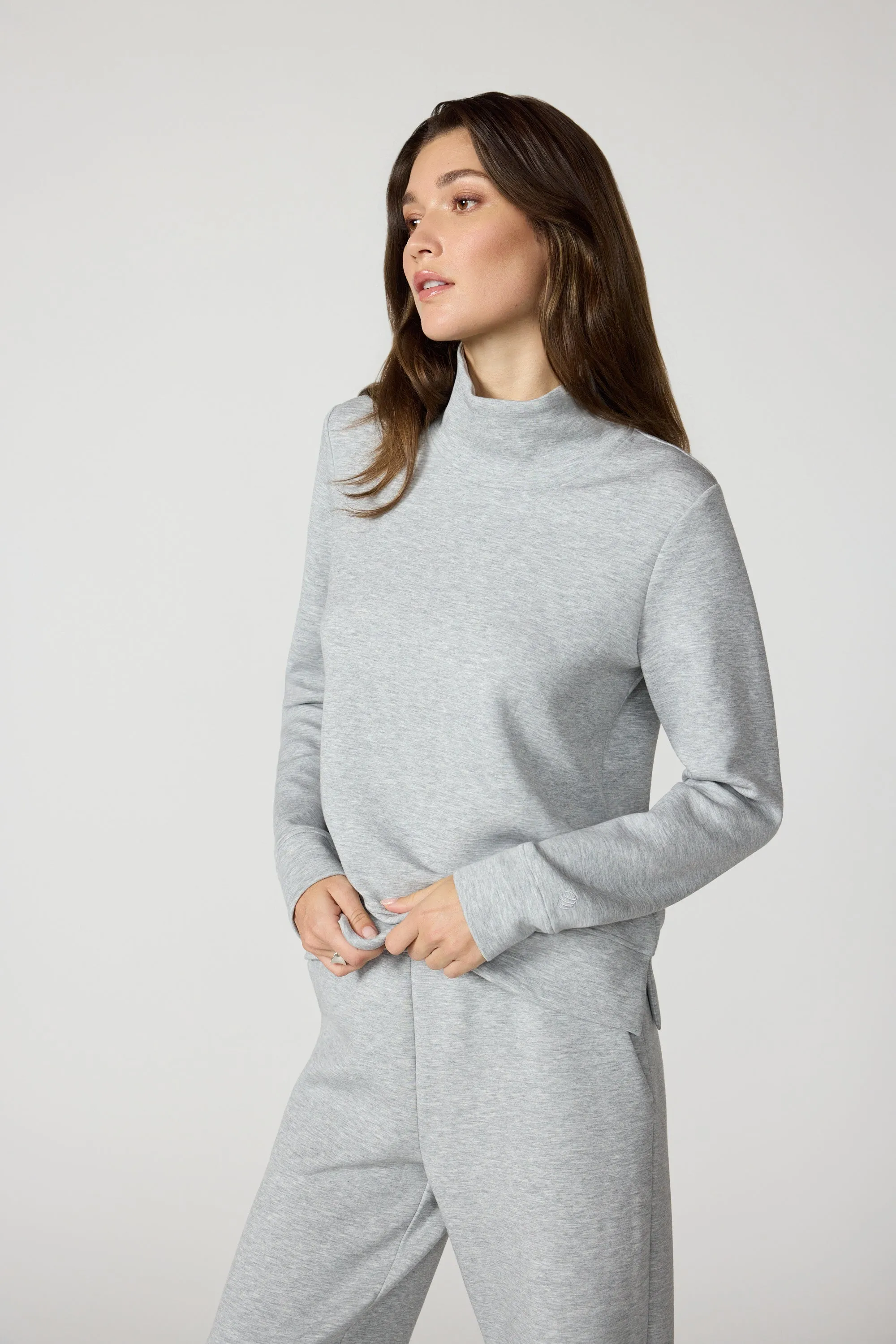 Dreamweave™ Mock Neck Sweatshirt - Htr Concrete sold by MPG product image thumbnail 4