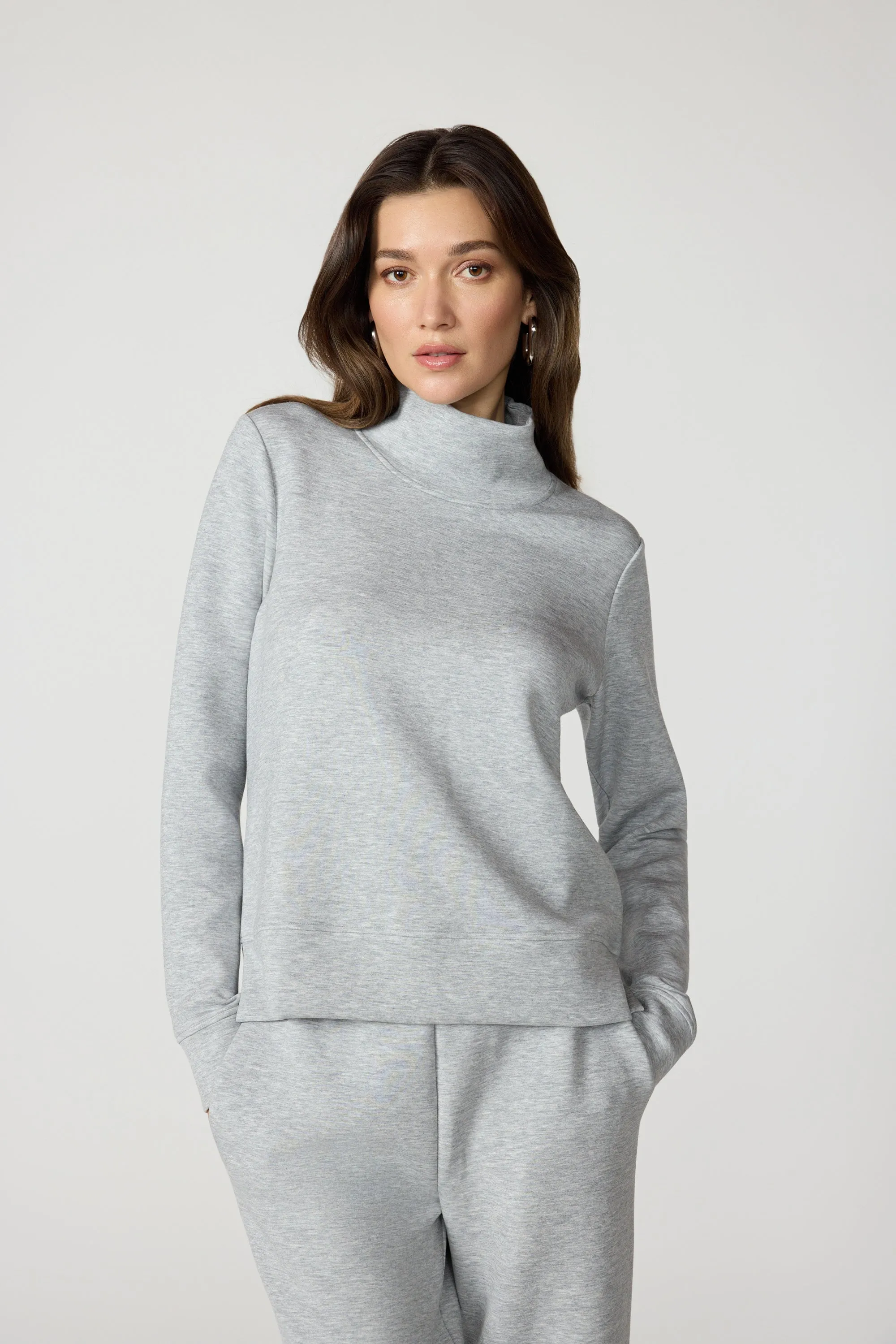 Dreamweave™ Mock Neck Sweatshirt - Htr Concrete sold by MPG product image thumbnail 5