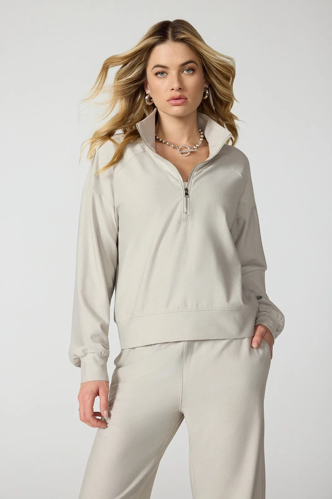 Shimmer Quarter Zip - Island Fossil w/ Silver sold by MPG product image thumbnail 3