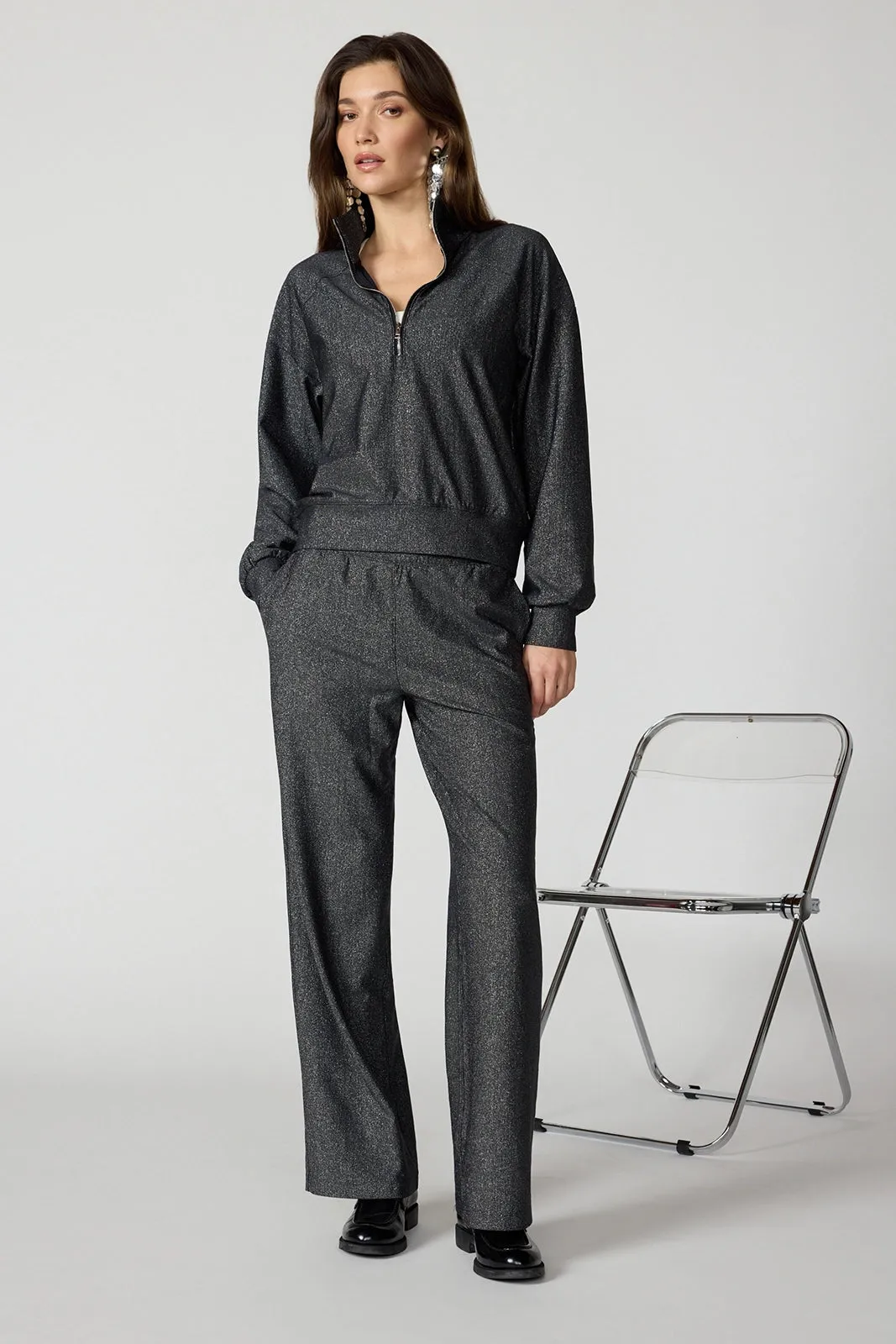 Shimmer Quarter Zip - Black w/ Silver sold by MPG product image thumbnail 5