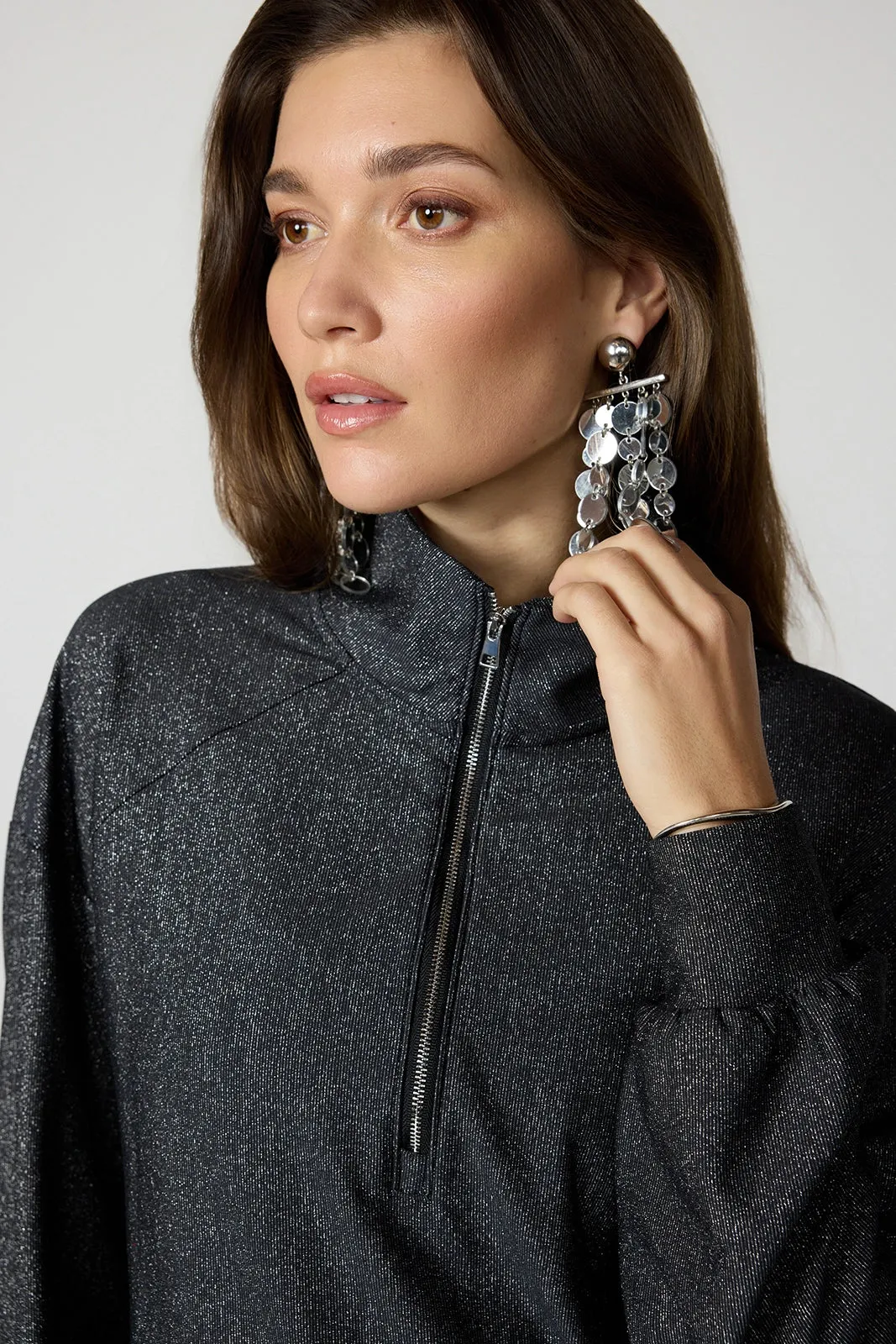 Shimmer Quarter Zip - Black w/ Silver sold by MPG product image thumbnail 4