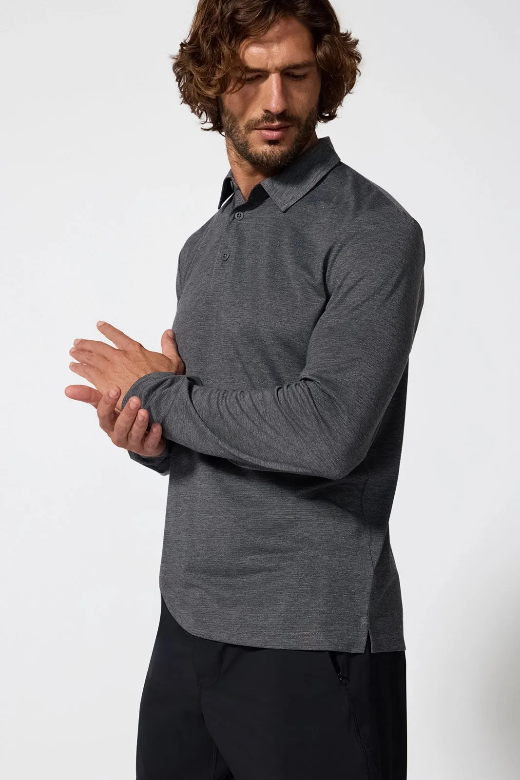 Triumph Long Sleeve Polo - Htr Black sold by MPG product image thumbnail 3