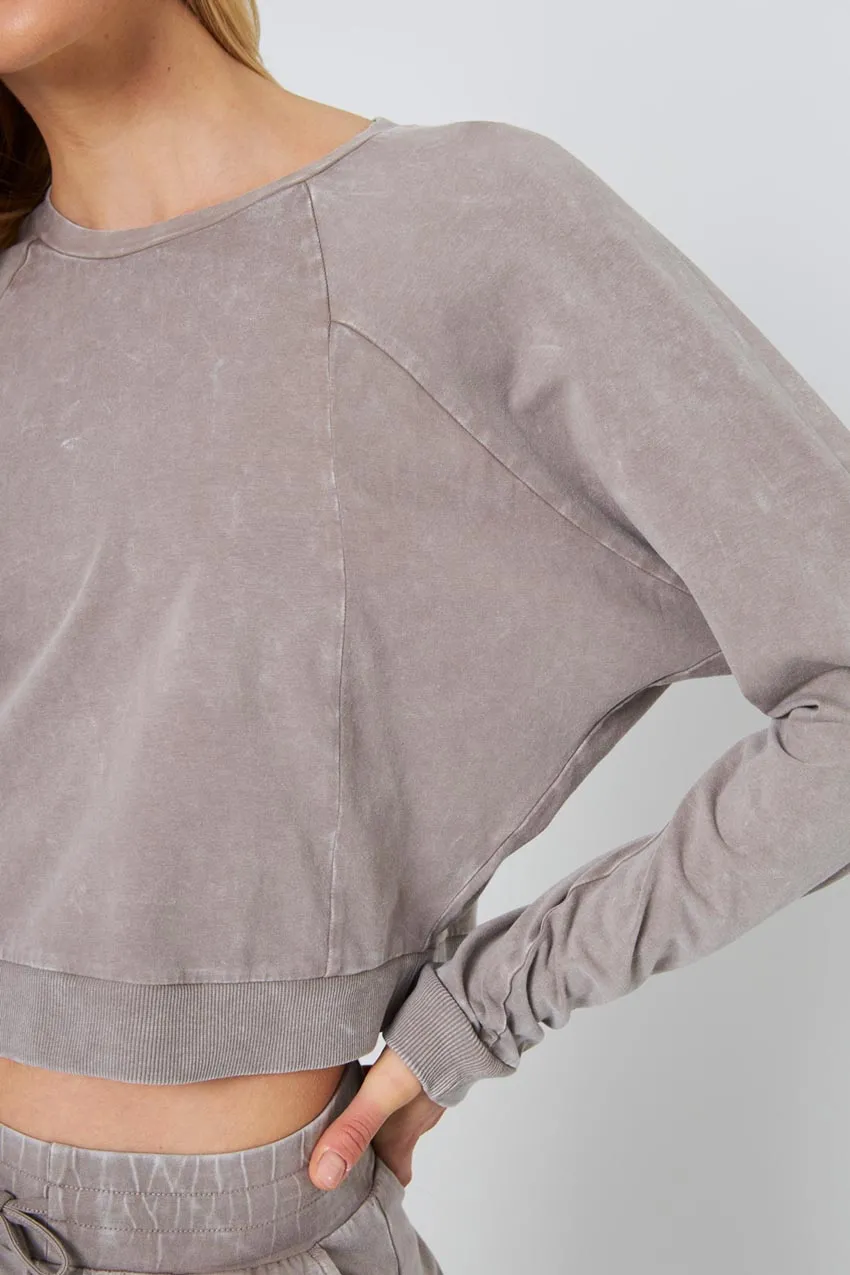 Rhythm Cropped Crew Neck Top - Distressed Caffe Latte sold by MPG product image thumbnail 4