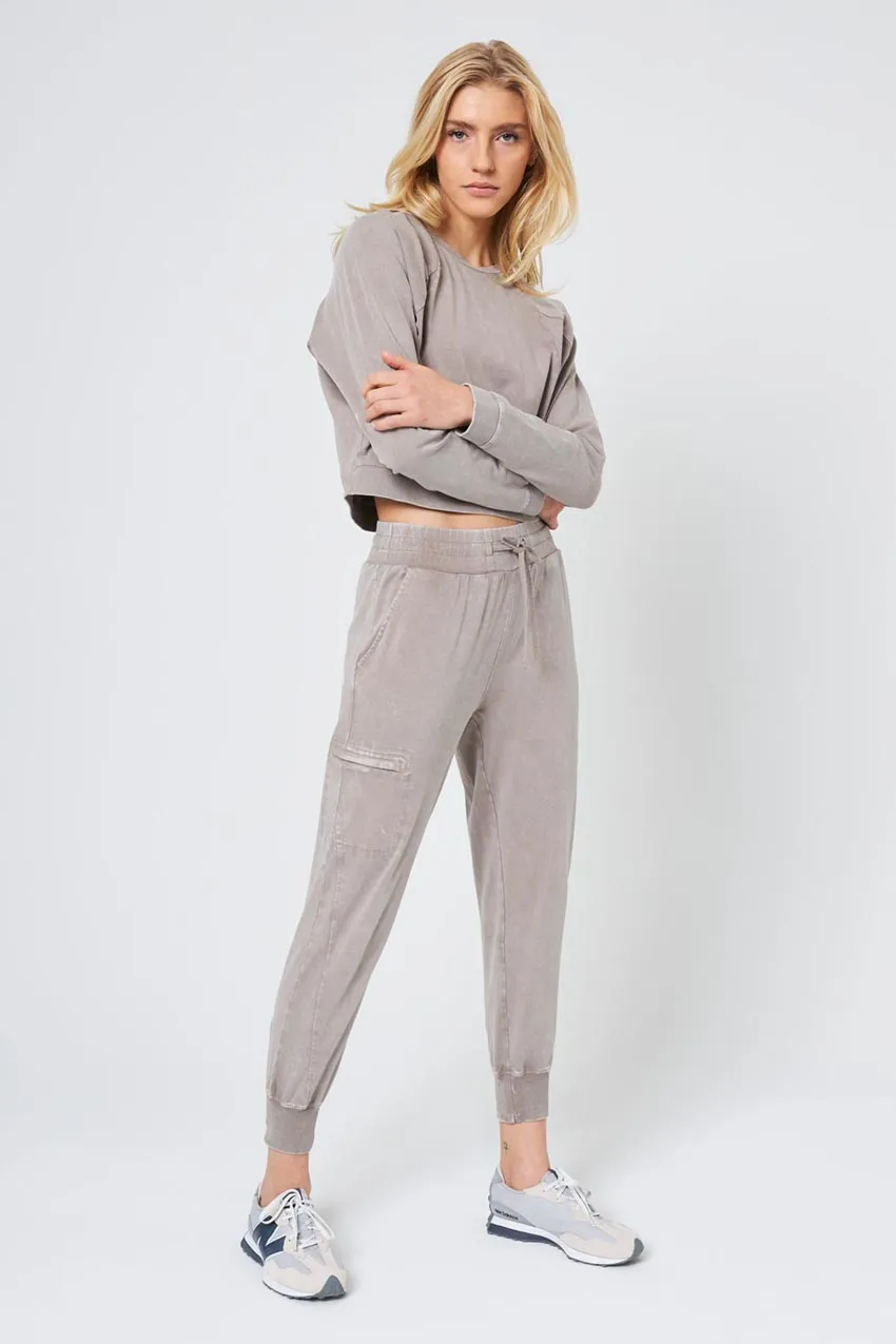 Rhythm Cropped Crew Neck Top - Distressed Caffe Latte sold by MPG product image thumbnail 2