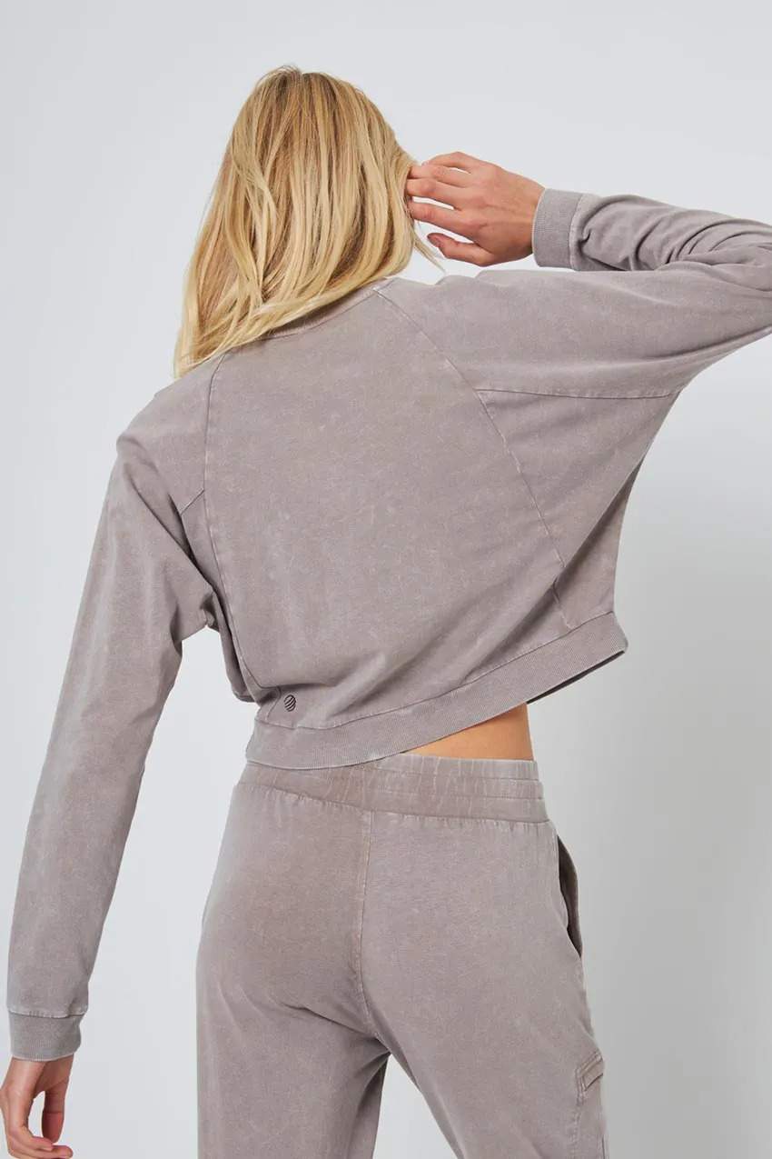 Rhythm Cropped Crew Neck Top - Distressed Caffe Latte sold by MPG product image thumbnail 3