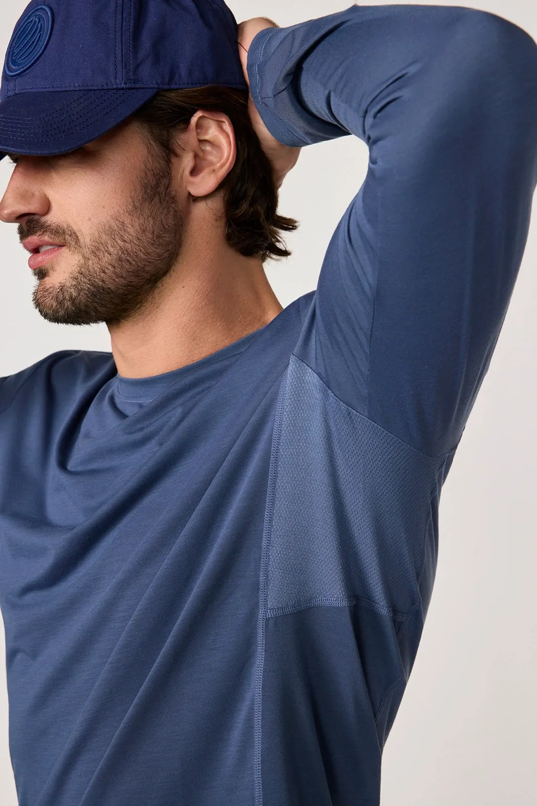 Performance Knit Men's Long Sleeve Tee - Vintage Indigo sold by MPG product image thumbnail 2