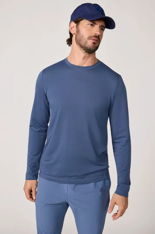 Performance Knit Men's Long Sleeve Tee - Vintage Indigo sold by MPG