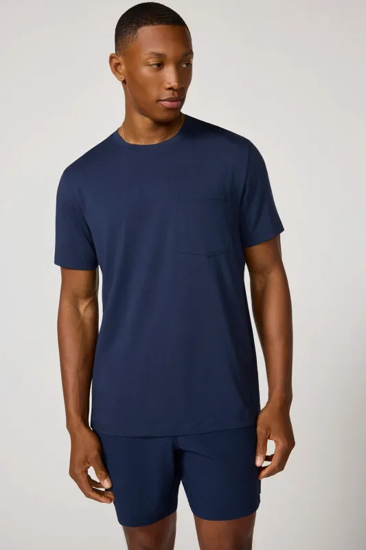 The Essential Pima Crew Pocket Tee - Navy Blazer sold by MPG