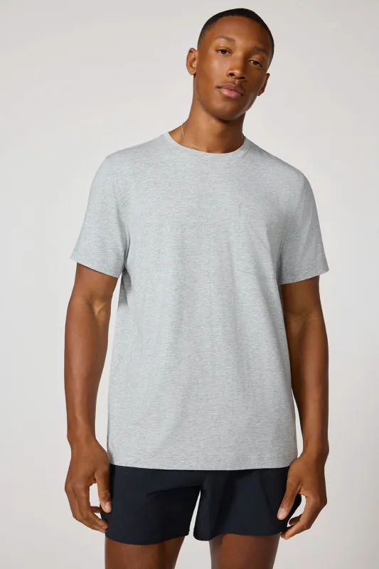 The Essential Pima Crew Pocket Tee - Htr Concrete sold by MPG