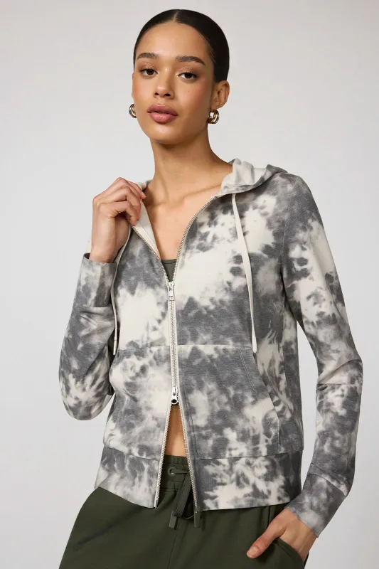 Shibori Cozy Fleece Slim Full Zip Hoodie - Moonbeam Shibori made by MPG