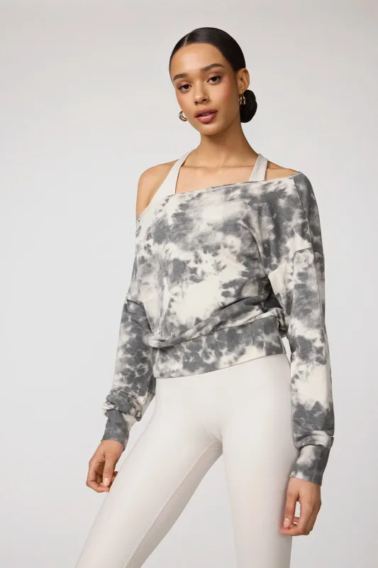 Shibori Cozy Fleece Flashdance Sweatshirt - Moonbeam Shibori made by MPG