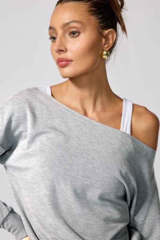 Cozy Fleece Flashdance Sweatshirt - Htr Concrete made by MPG