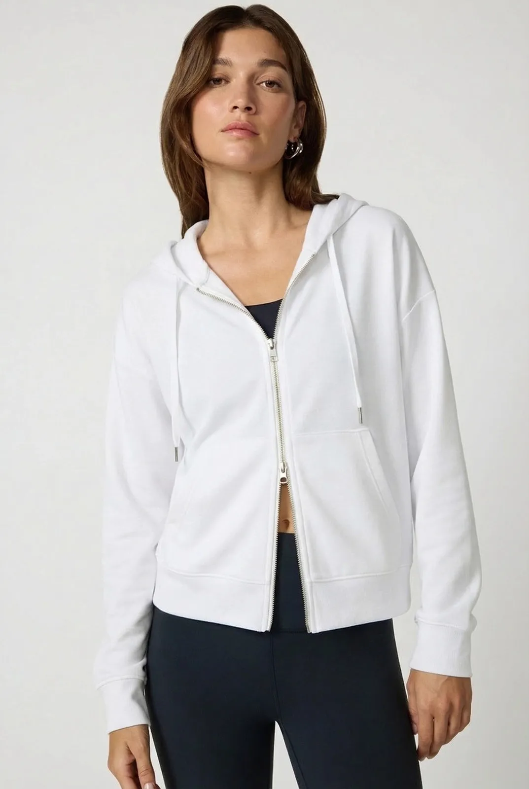 Cozy Fleece Full Zip Hoodie - Brilliant White sold by MPG